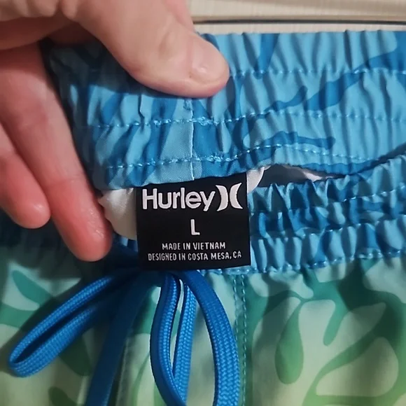 Hurley Men's Cannonball Volley SWIM SHORTS: BLUE/YELLOW/GREEN: NEW WITH TAGS: L